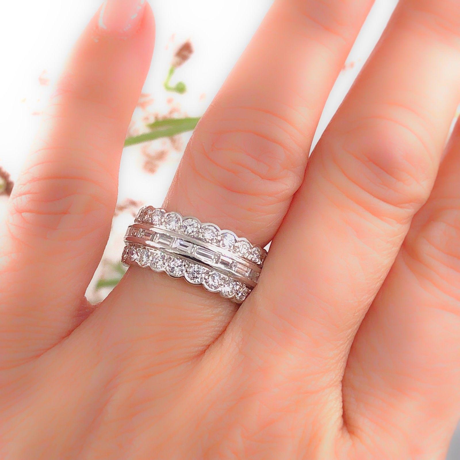 Baguette and Round Diamond Wedding Band 1
