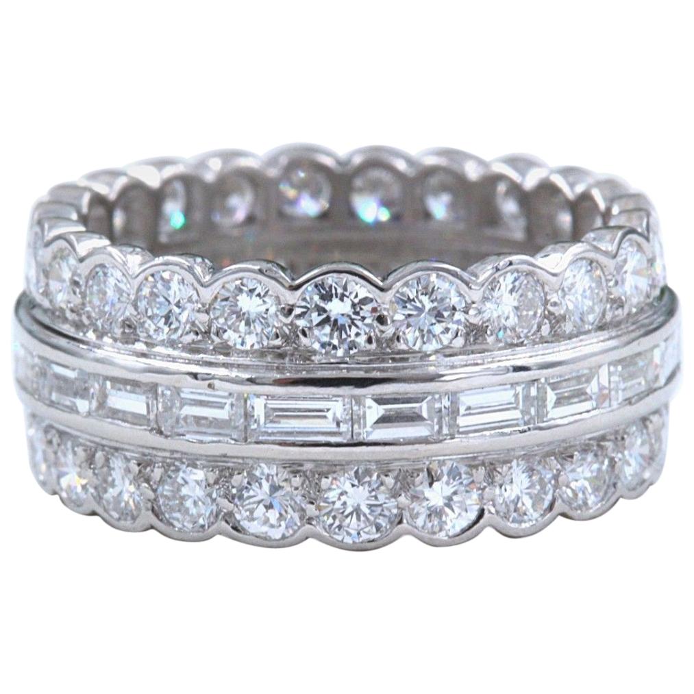 1940s Baguette Diamonds Platinum Wedding Band Ring at 1stDibs