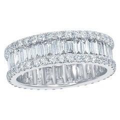 3 Ct. Baguette and Round Eternity Ring 18 Karat White