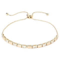 Bracciale con diamanti regolabili in oro 14K con barra a baguette