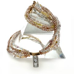 "Baguette Bar" Diamond Pendant in 14K Gold on 5-Strand Gemstone Necklace