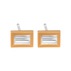 Baguette Bezel Earrings Studs in 18k YG