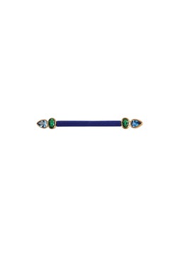 Baguette Big Brooch in Silk, Zircons & 24k Vermeil Gold by Katerina Makriyianni