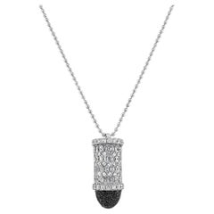 Baguette & Schwarzer Diamant 18K Weißgold Bullet Rocket Anhänger Halskette