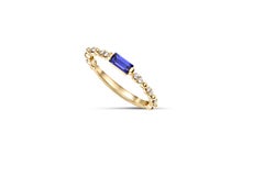 Baguette Blue gem Wedding 14k gold ring
