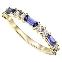 Baguette Bleue Bague de mariage en or 14k