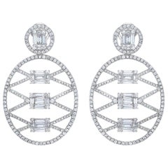 Mindi Mond 3.85 Carat Baguette and Brilliant Cut Lattice Style Diamond Earrings