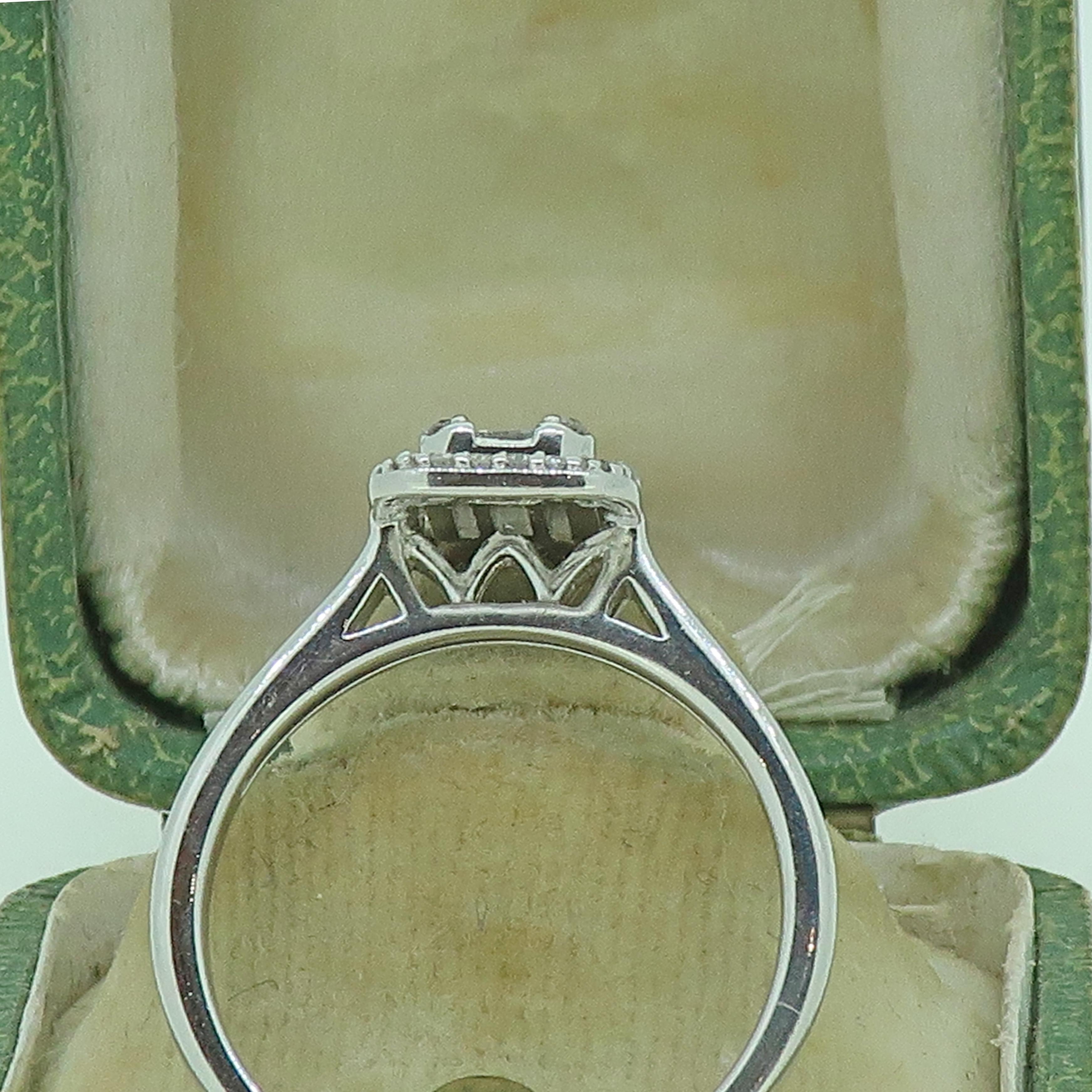Women's Baguette & Brilliant Cut Diamond Cluster Ring 18 Karat White Gold