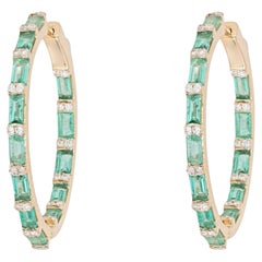 Boucles d'oreilles Baguette Burst en or jaune 14K avec diamants