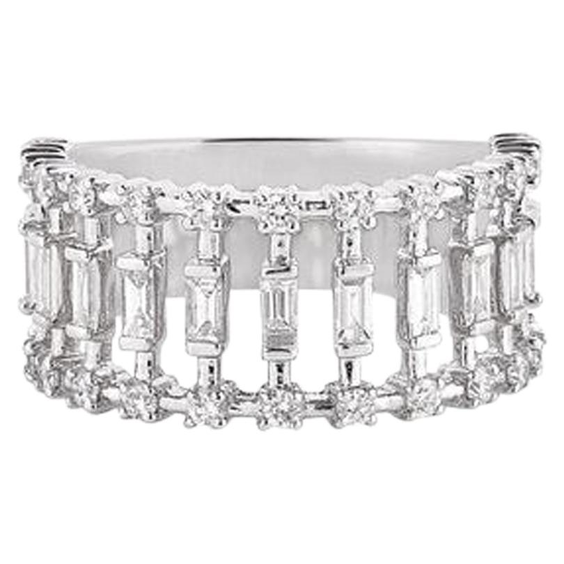 Tanisa Nahata Baguette Cage Diamond Ring in 18Karat White Gold For Sale