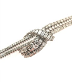 Baguette, Carré and Round Diamonds Art Deco Platinum Bracelet