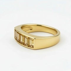 Baguette citrine half eternity silver, gold ring