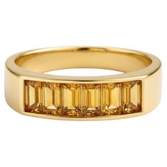 Baguette citrine half eternity silver, gold ring