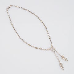 Baguette Crystal Choker Necklace Flower Tassel By Alfred Philippe Trifari, 1950s
