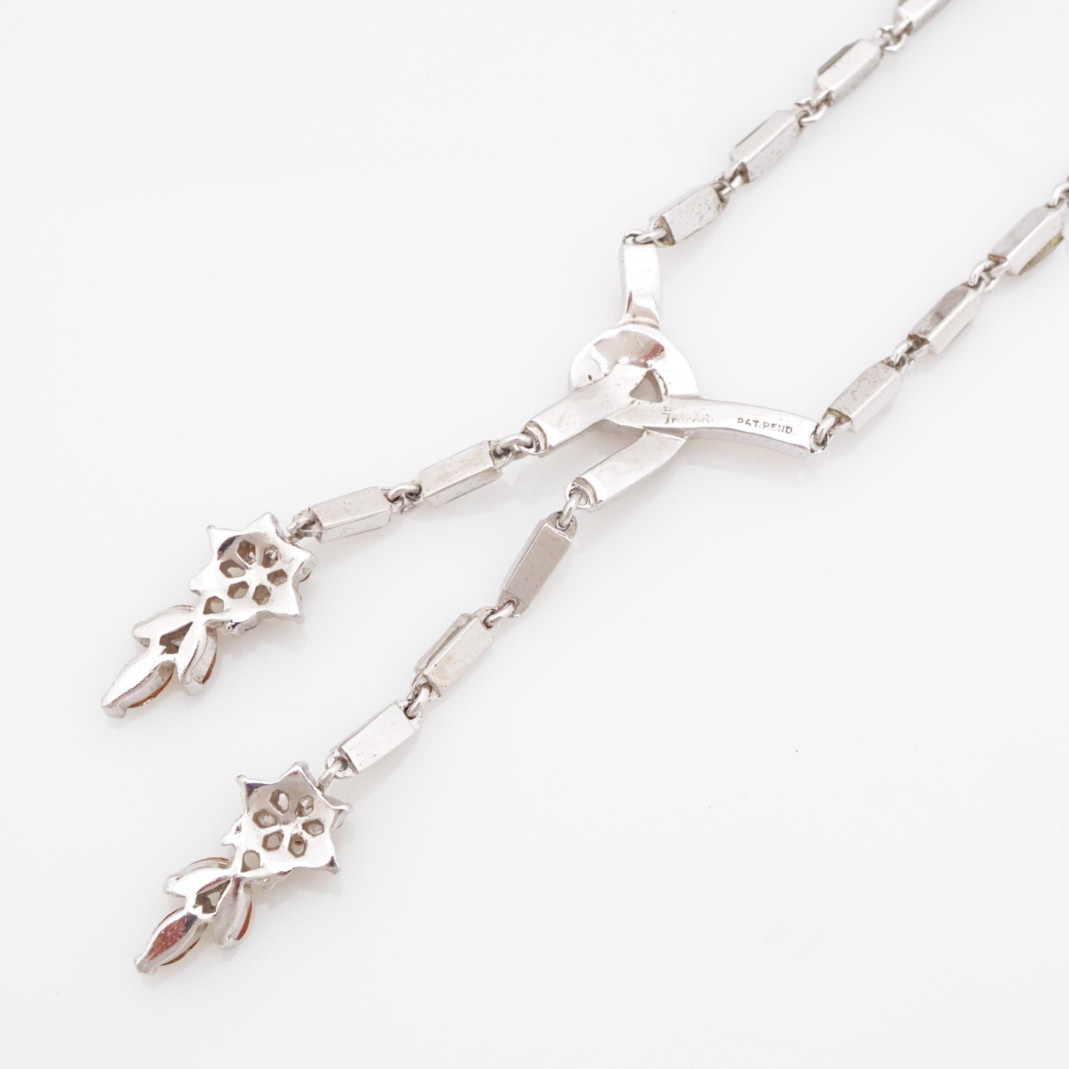 Choker-Halskette aus Baguette-Kristall mit Blumenquaste von Alfred Philippe Trifari, 1950er Jahre Damen im Angebot