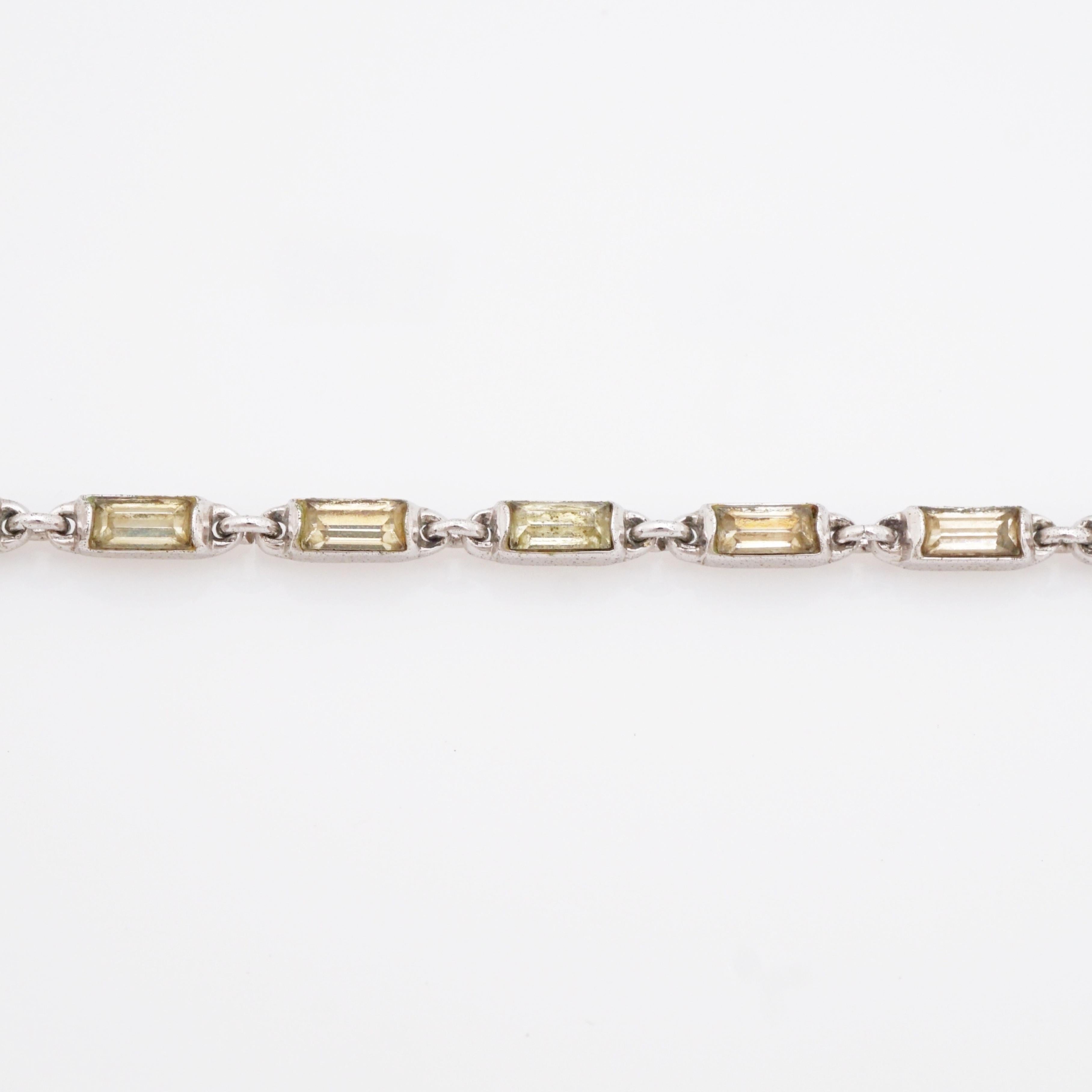 Women's Baguette Crystal Choker Necklace Flower Tassel By Alfred Philippe Trifari, 1950s For Sale