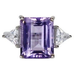 Baguette Cut Amethyst Gemstone Ring