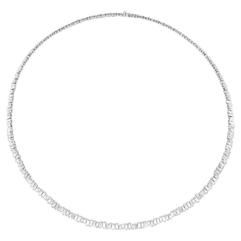 Diamond (3.95 total carat weight) choker collar necklace in 14k white gold. The necklace is designed and handmade locally in Los Angeles by Sage Designs L.A. using earth-mined and conflict free diamonds. The necklace is 16 inches long by 5mm wide