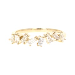 Baguette Cut Diamond Band 14 Karat Yellow Gold