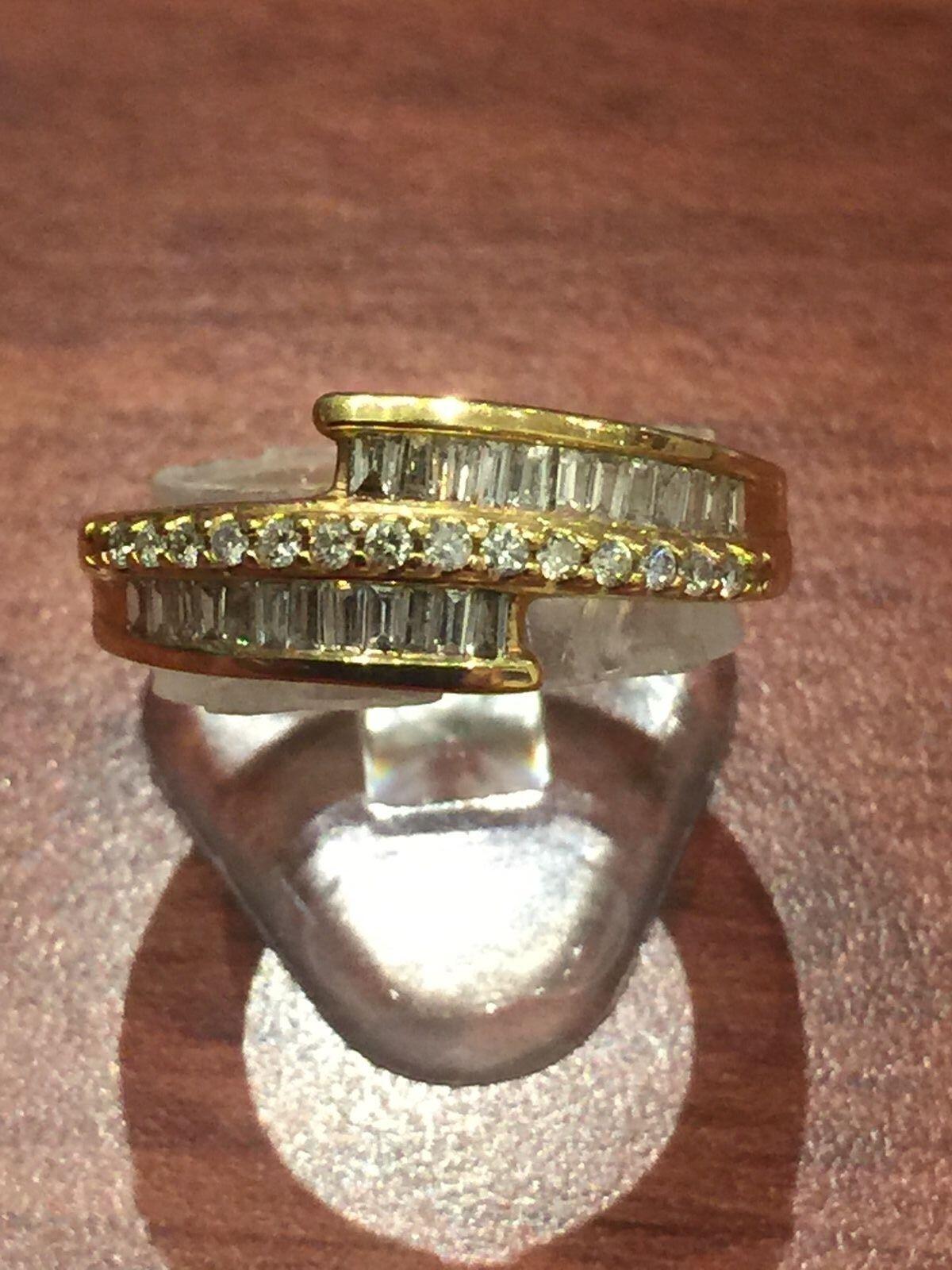 Retro Baguette Cut Diamond Dress Ring in 18K Yellow Gold. Diamonds' weight: 1.25ct.