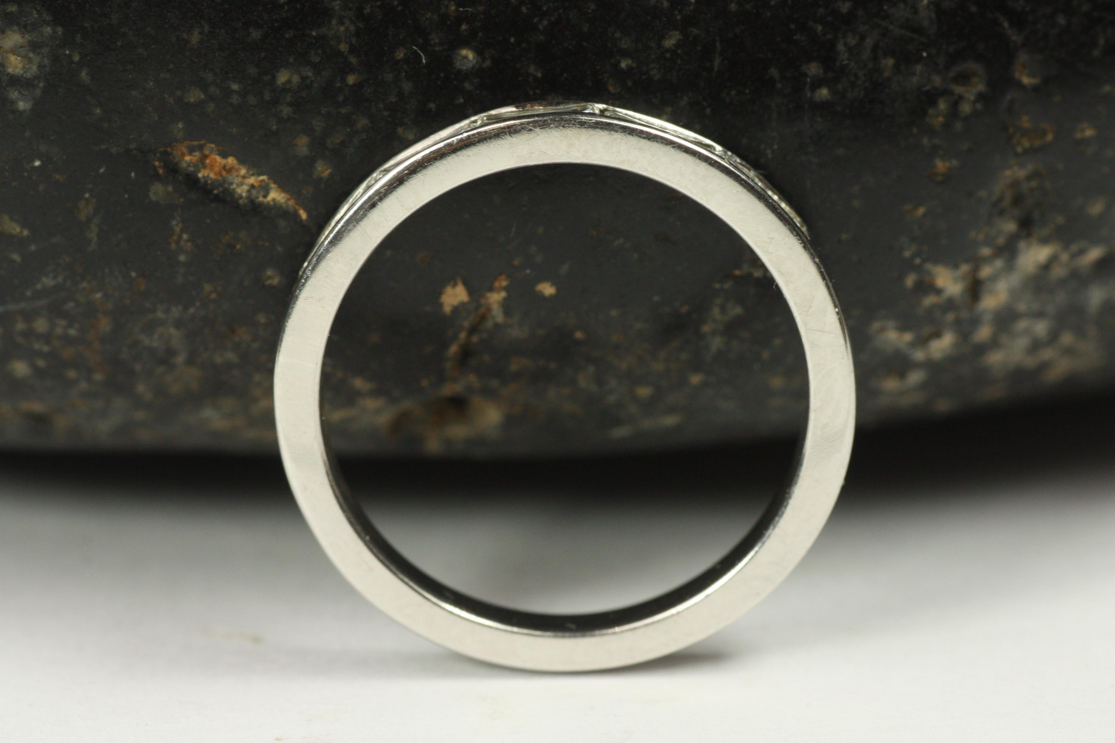 Baguette Cut Diamond Half Eternity Channel Set Platinum Wedding Band For Sale 3