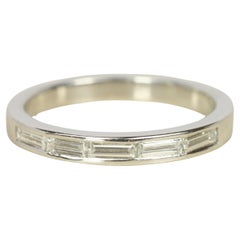 Baguette Cut Diamond Half Eternity Channel Set Platinum Wedding Band