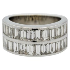 Baguette-Cut Diamond Half-Eternity Gold Band Ring
