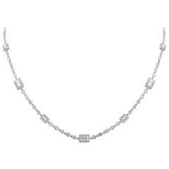 Baguette Cut Diamond Halo Diamonds by the Yard Necklace
