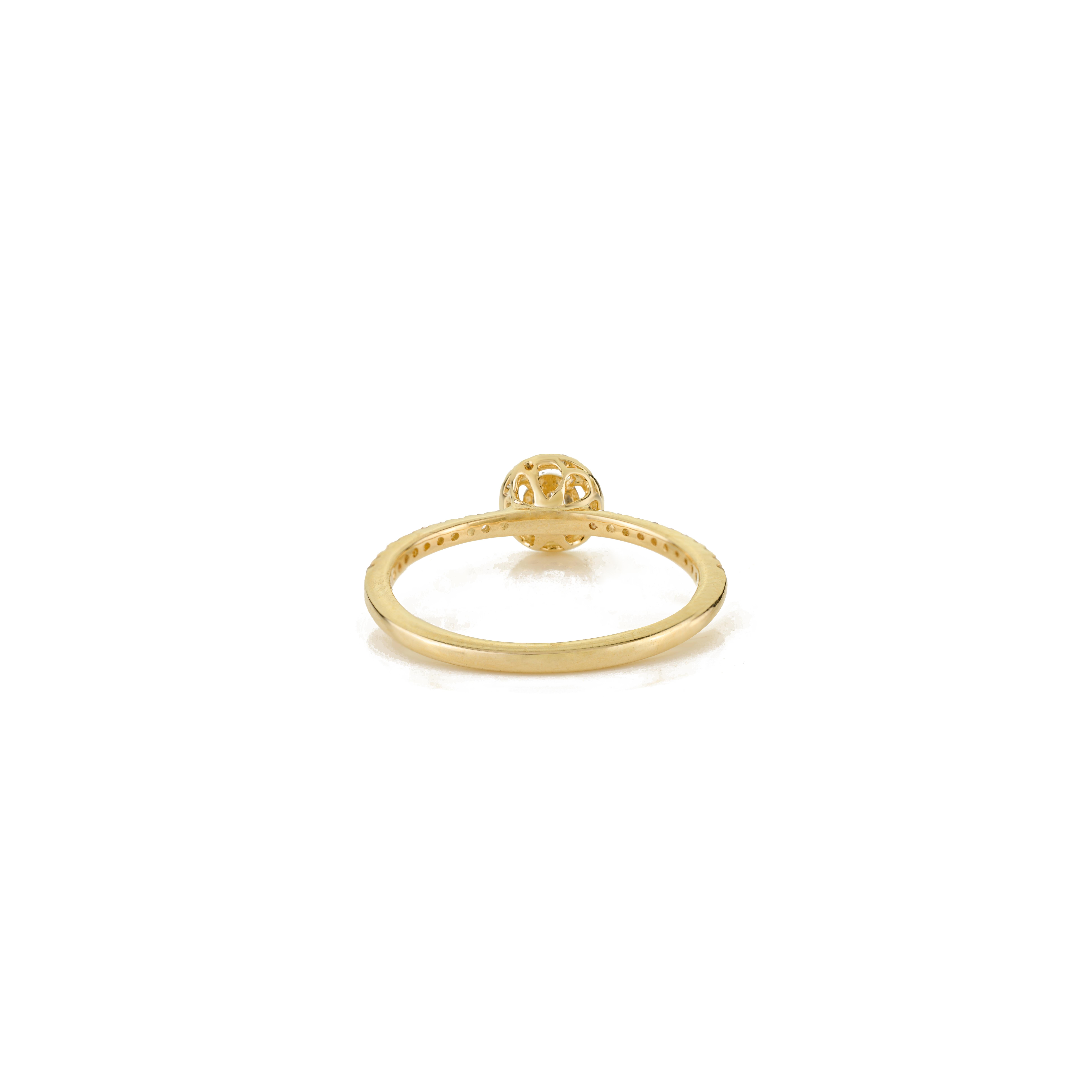 En vente :  Bague de fiançailles en or jaune 14K avec diamant taille baguette et pavé 3