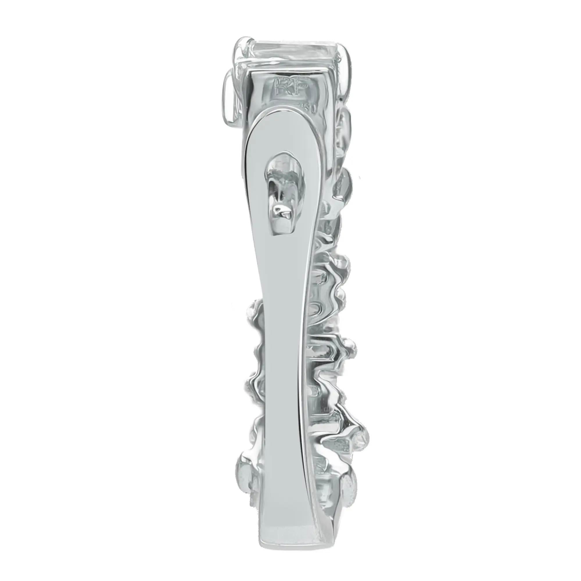 Baguette Cut Diamond Huggie Earrings Prong Setting 18K White Gold 0.58Cttw In New Condition For Sale In New York, NY