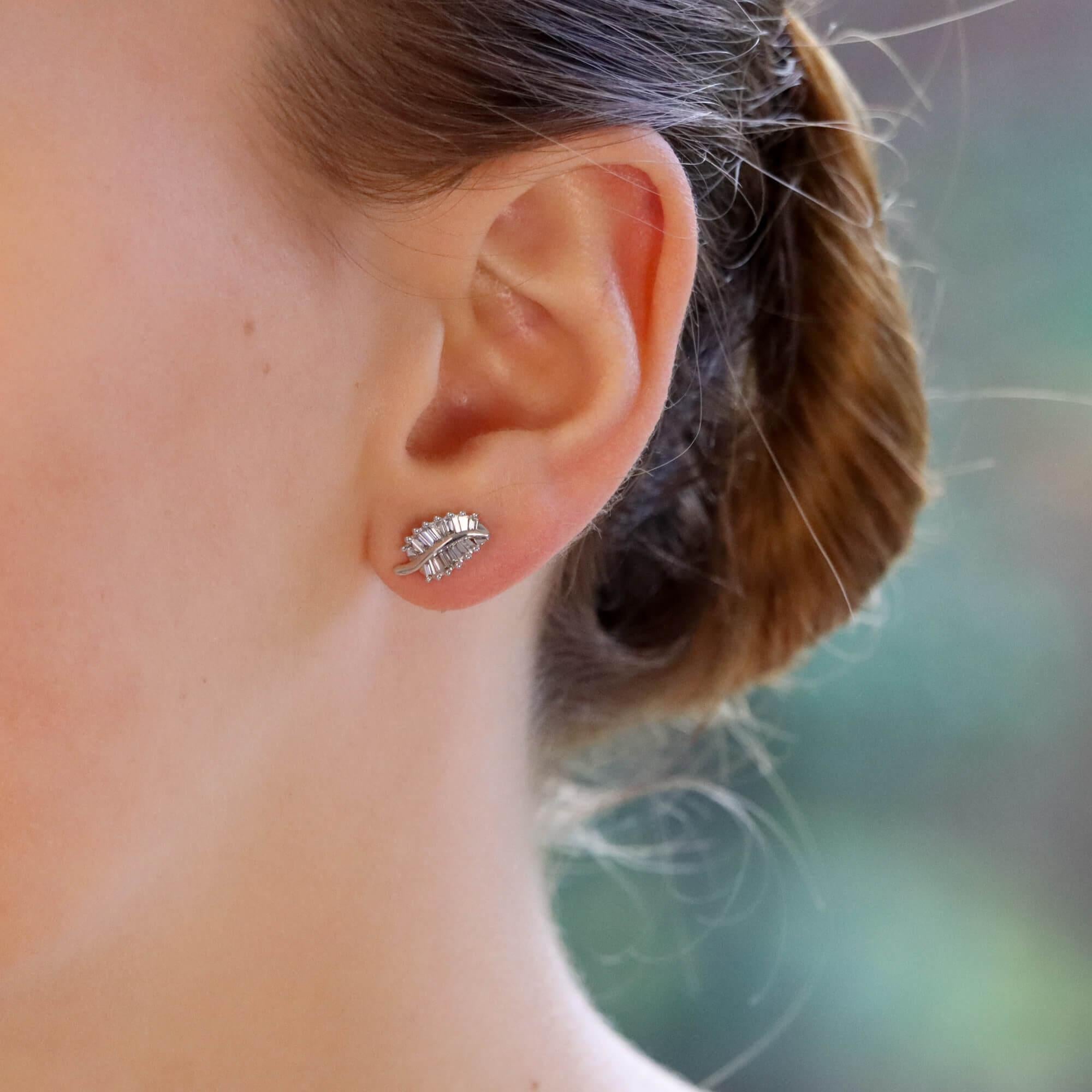 leaf diamond earrings