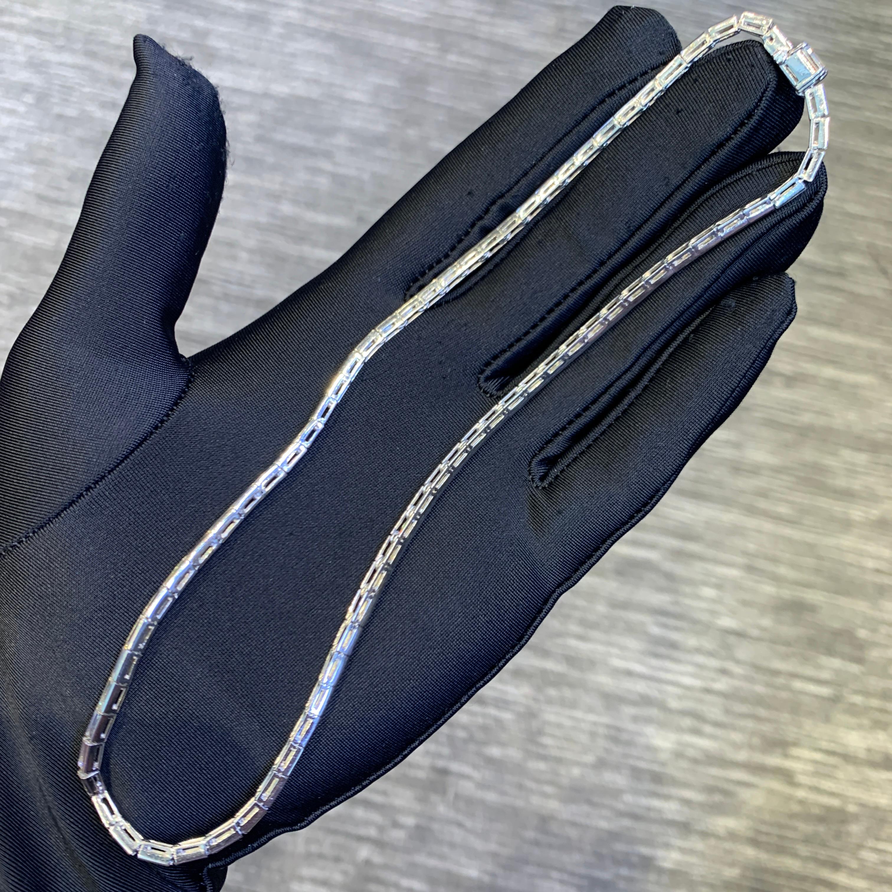 Diamant-Halskette im Baguetteschliff Damen im Angebot