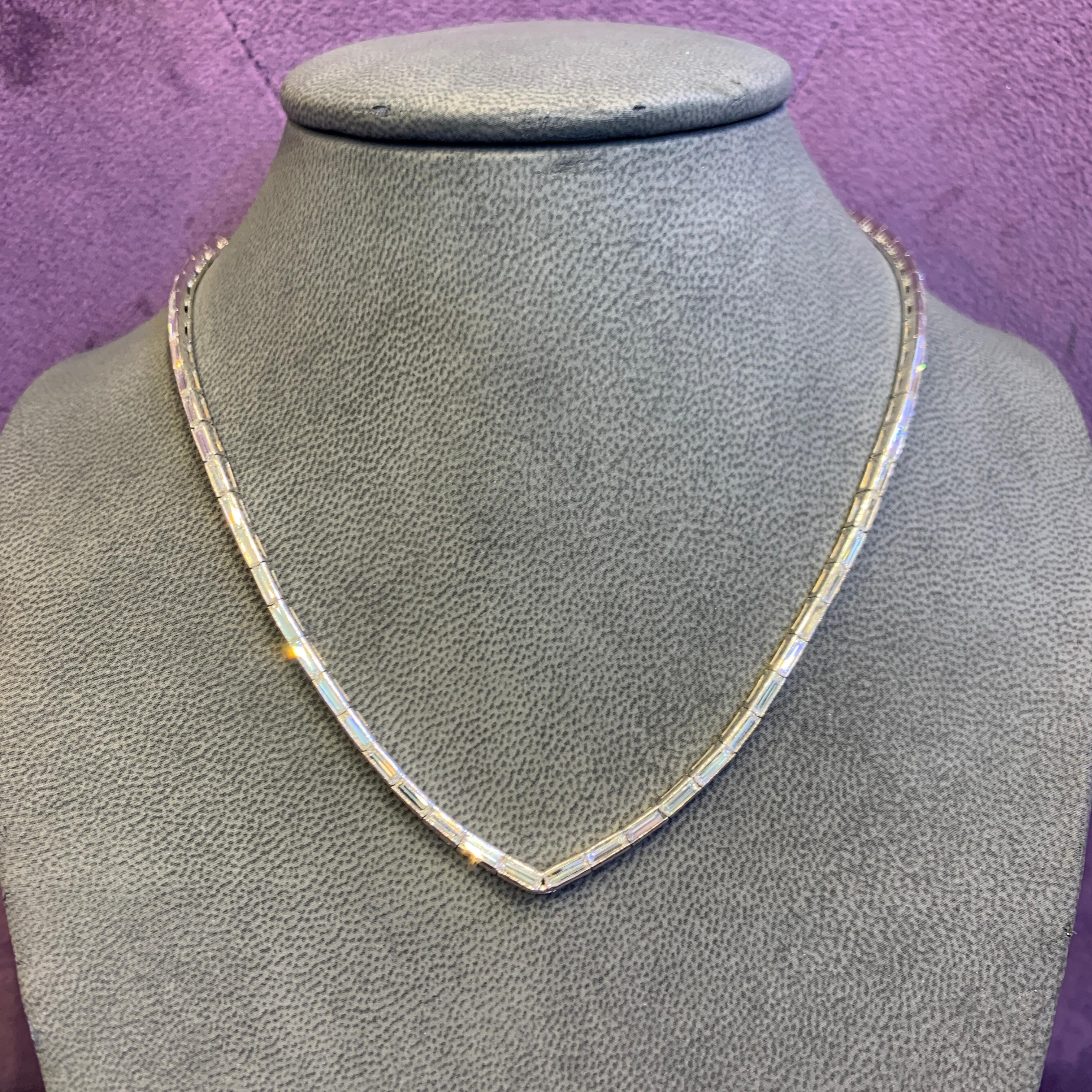 Diamant-Halskette im Baguetteschliff im Angebot 2