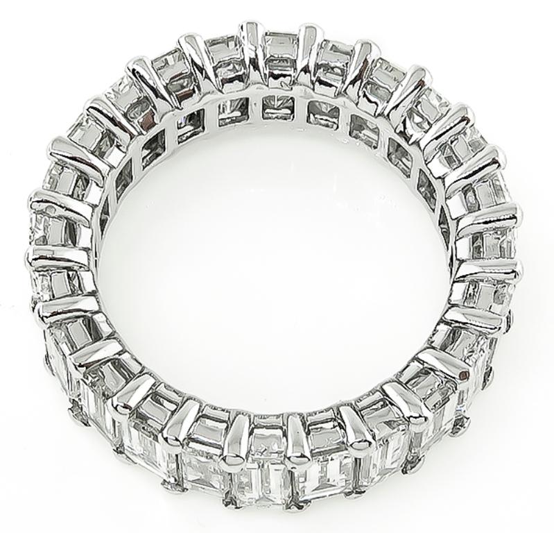 Baguette Cut Diamond Platinum Eternity Wedding Band In Good Condition In New York, NY