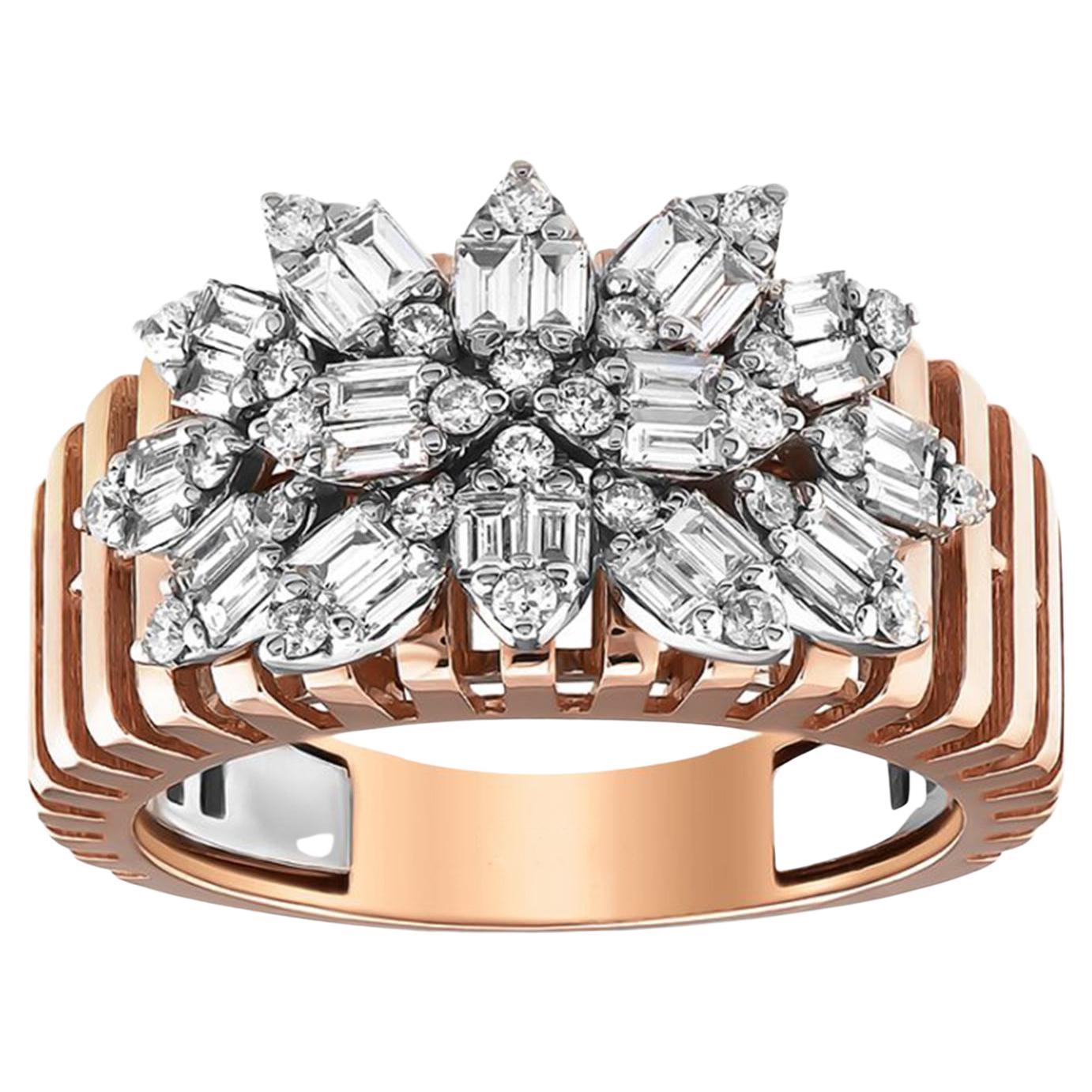 Baguette Cut Diamond Ring 18K Rose Gold