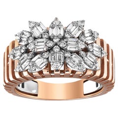 baguette ring rose gold Baguette Cut Diamond Ring 18K Rose Gold