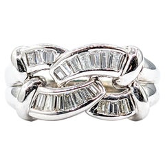 Baguette Cut Diamond Ring In 18k White Gold