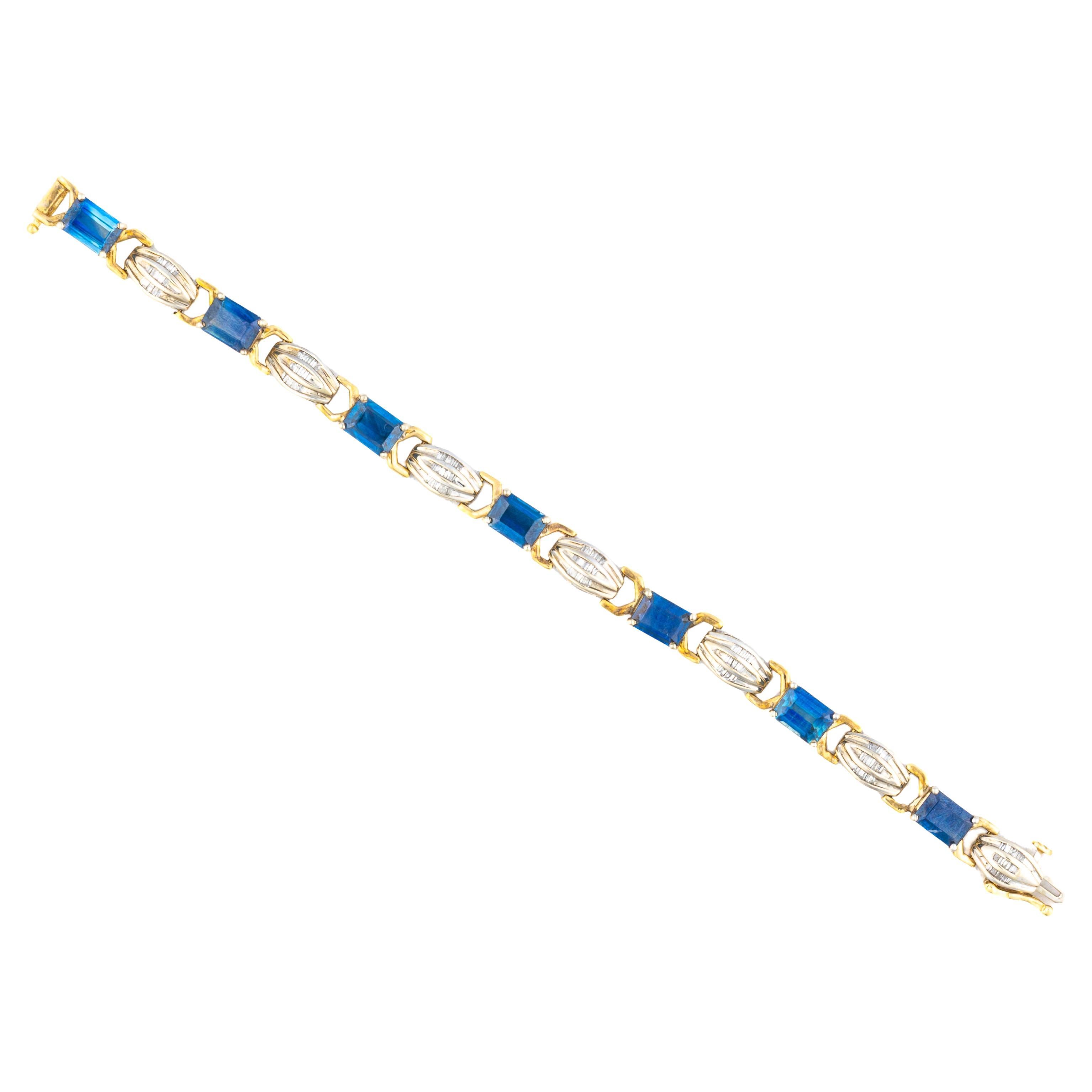 Baguette Cut Diamond & Sapphire Bracelet