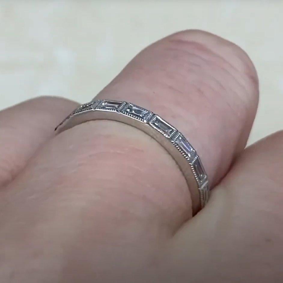 Women's Baguette Cut Diamond Wedding Band (Approx. 0.50-Carats), Platinum For Sale