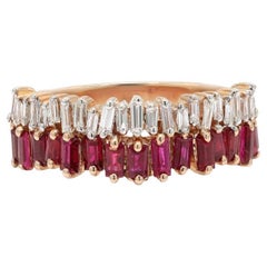 Baguette-Schliff Rubin Diamant Verlobungsring in 14k massivem Rose Gold