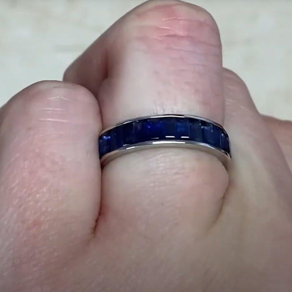 Anillo de eternidad con zafiro talla baguette (aprox. 4,80 quilates), platino Corte baguette en venta