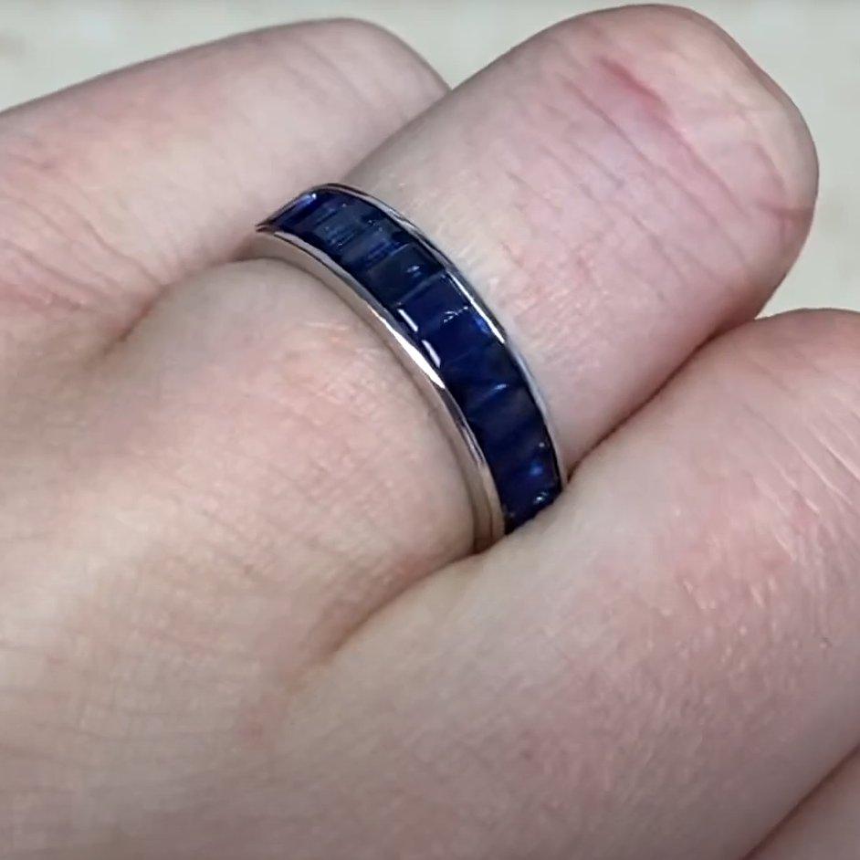 De las mujeres Anillo de eternidad con zafiro talla baguette (aprox. 4,80 quilates), platino en venta