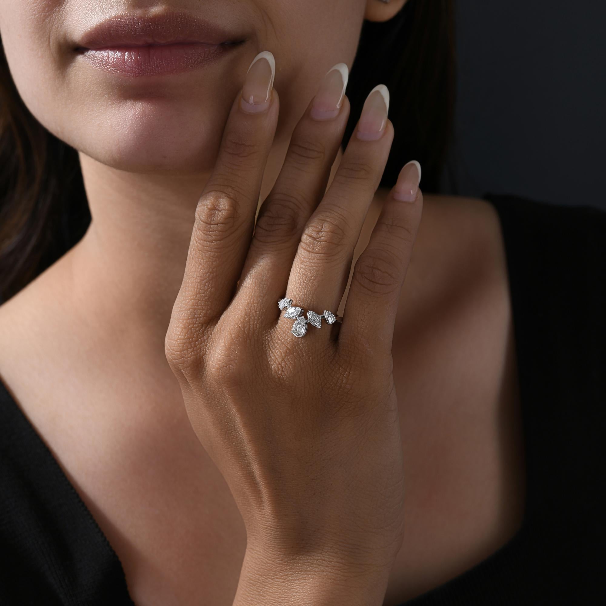 Im Angebot: Baguette Diamant 0,36 Karat Natürlicher Diamant Ring Schmuck 18 Karat Weißgold () 2