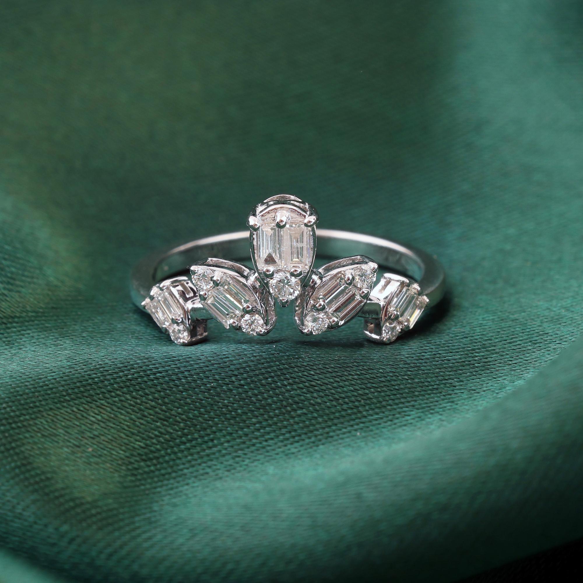 Im Angebot: Baguette Diamant 0,36 Karat Natürlicher Diamant Ring Schmuck 18 Karat Weißgold () 3