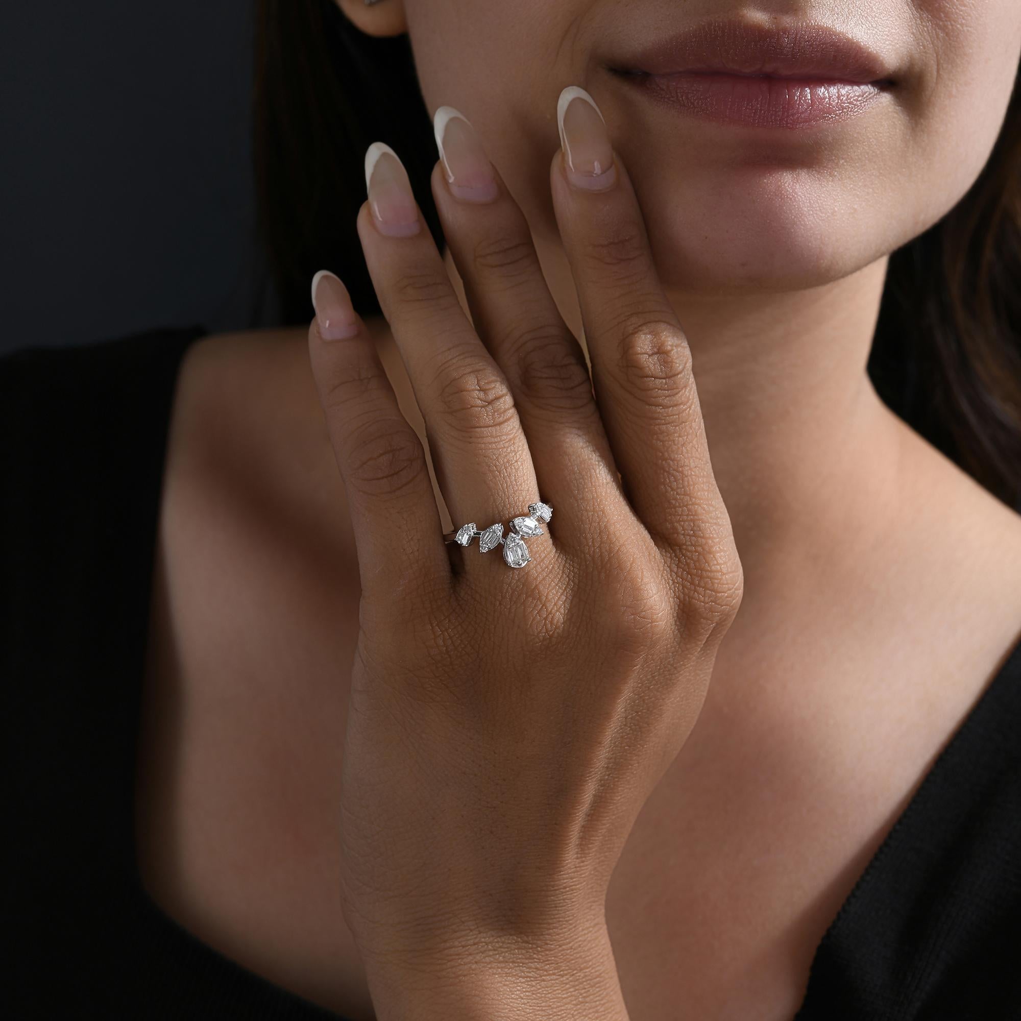 Im Angebot: Baguette Diamant 0,36 Karat Natürlicher Diamant Ring Schmuck 18 Karat Weißgold () 4