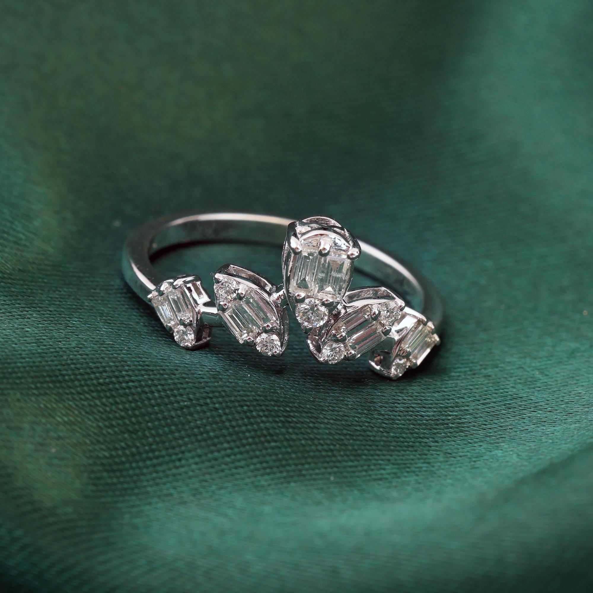 Im Angebot: Baguette Diamant 0,36 Karat Natürlicher Diamant Ring Schmuck 18 Karat Weißgold () 5