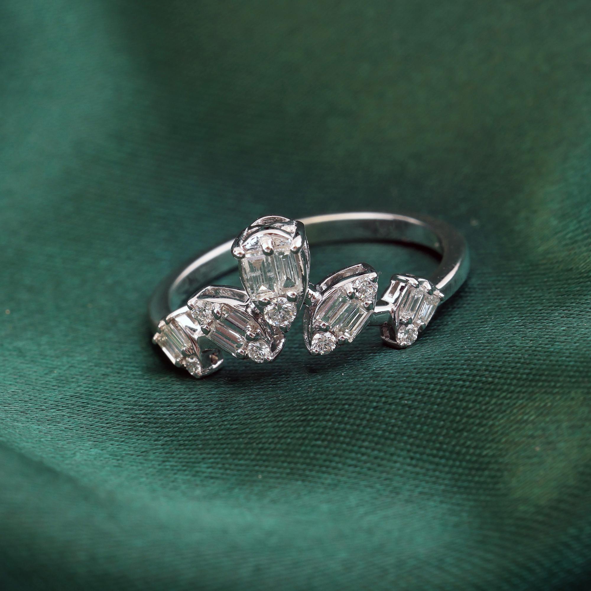 Im Angebot: Baguette Diamant 0,36 Karat Natürlicher Diamant Ring Schmuck 18 Karat Weißgold () 6