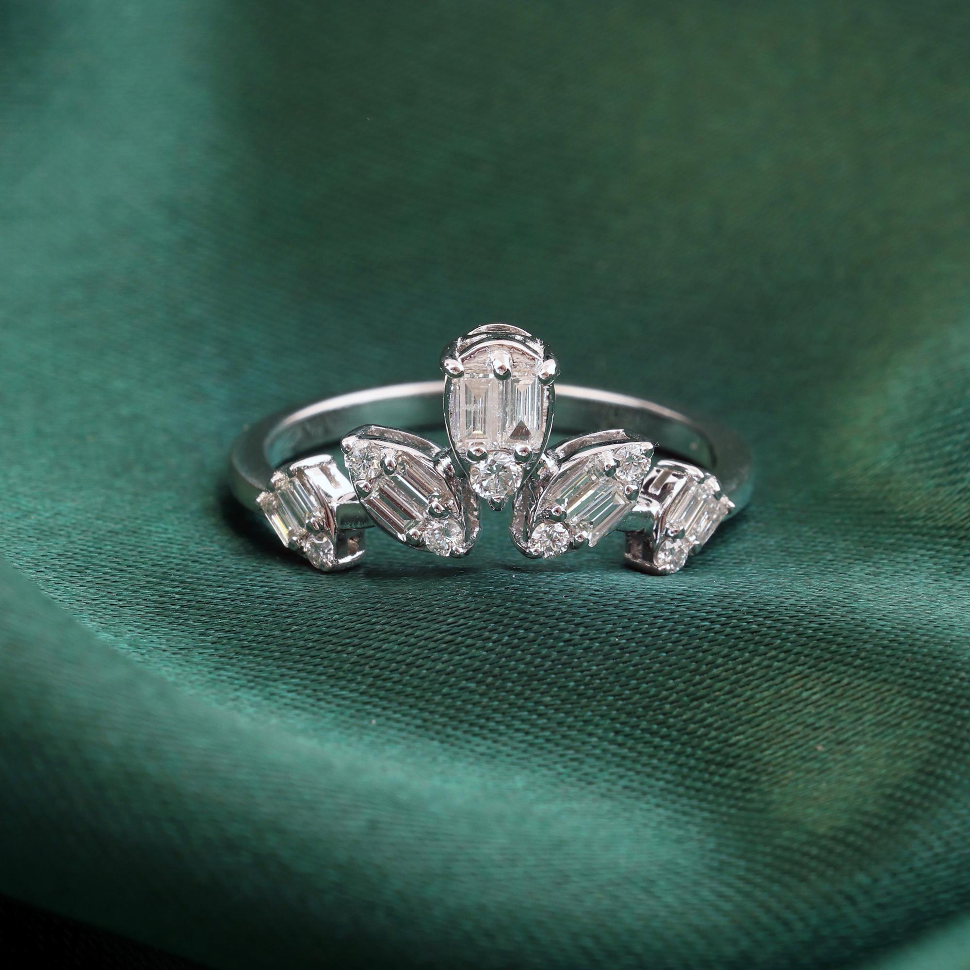 Im Angebot: Baguette Diamant 0,36 Karat Natürlicher Diamant Ring Schmuck 18 Karat Weißgold () 7