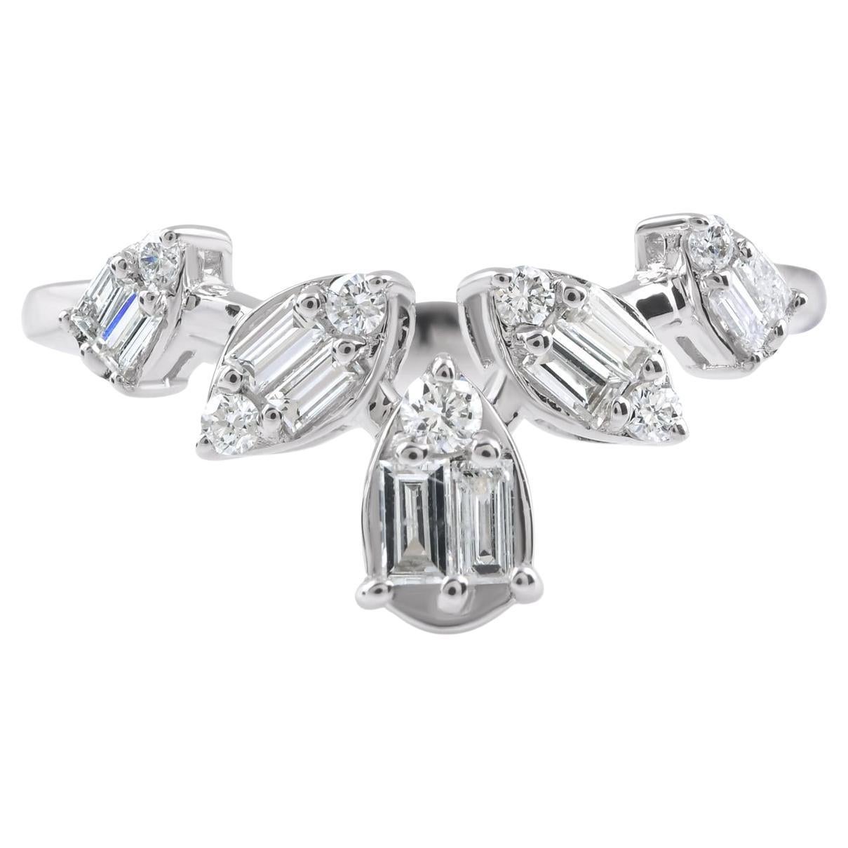 Anello con diamante baguette da 0,36 carati Nature Gioielli in oro bianco 18 carati