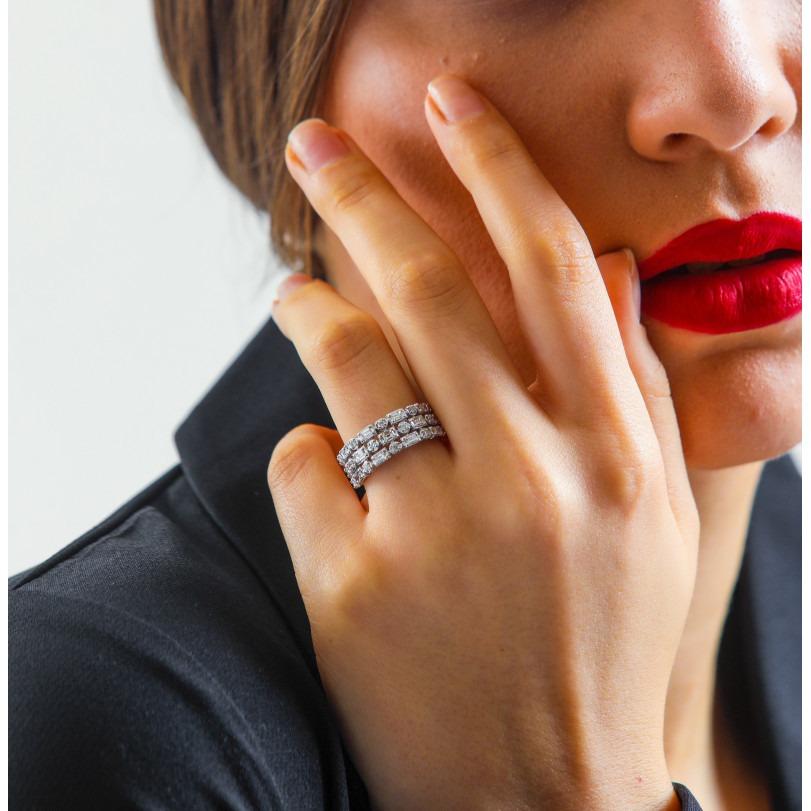 Hochzeitsring mit Baguette-Diamant 0,65 Karat Damen im Angebot